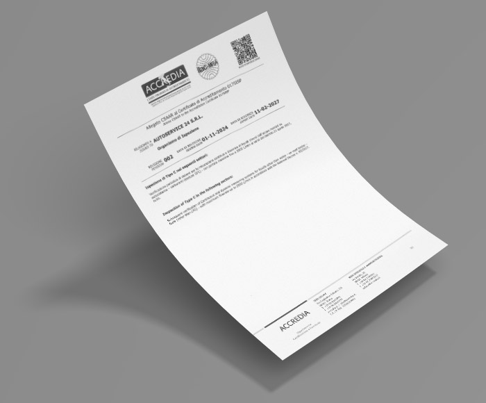 CERTIFICATO DI ACCREDITAMENTO Autoservice 24